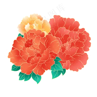 国潮花鸟牡丹,免抠元素