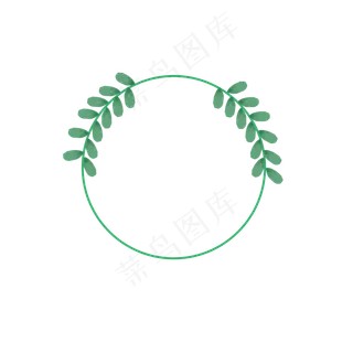清明节绿色环形花环,免抠元素