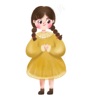 儿童节可爱手绘女孩人物png免
