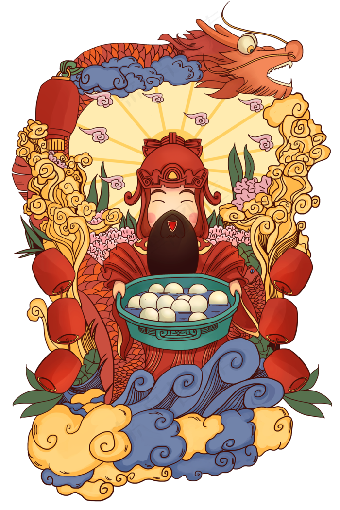 手绘传统节日元宵节插画,免抠元素