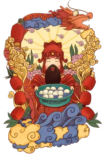 手绘传统节日元宵节插画,免抠元素