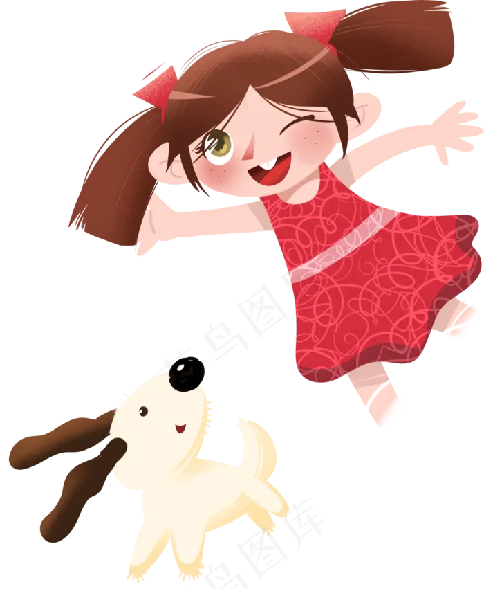 小狗和女孩玩耍