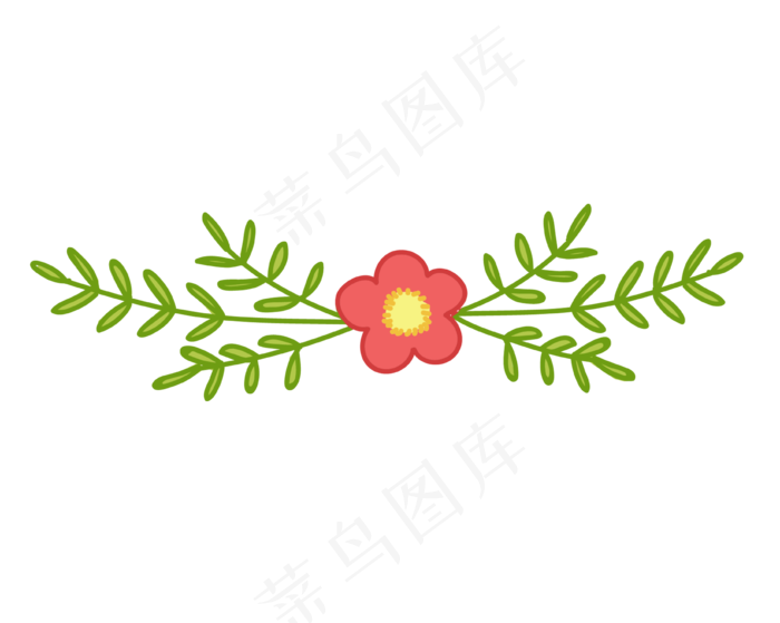 红色小花绿色树叶装饰边框(3710X2965(DPI:299))psd模版下载