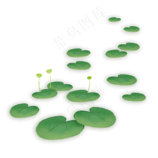 蓝色荷花叶子水藻叶子png素材