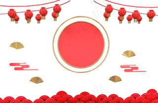 红色金色春节舞台,免抠元素