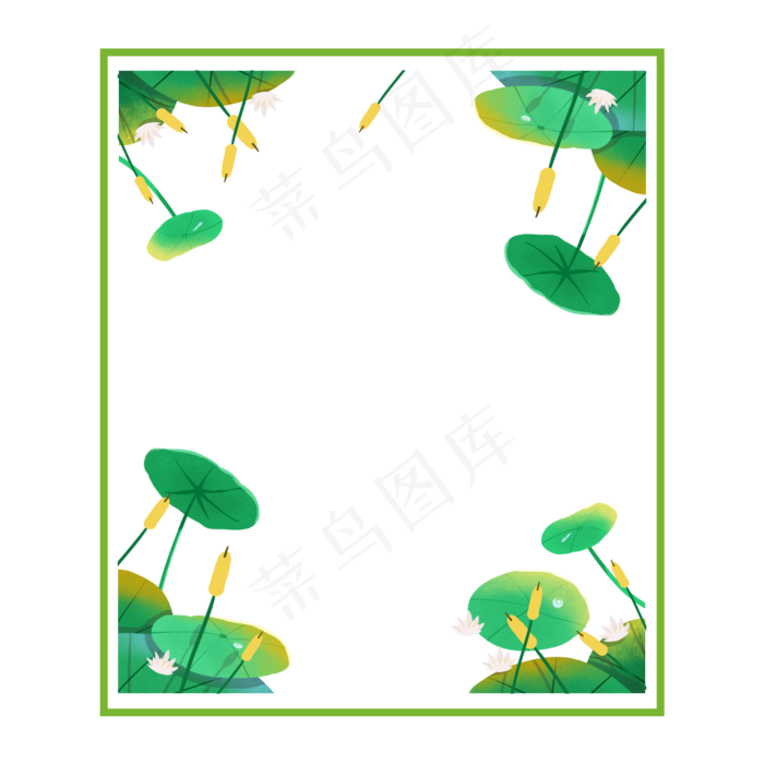 荷叶荷花边框(2000X2000(DPI:300))psd模版下载