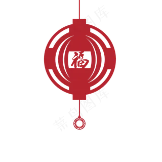 春节红色剪纸福字灯笼,免抠元素