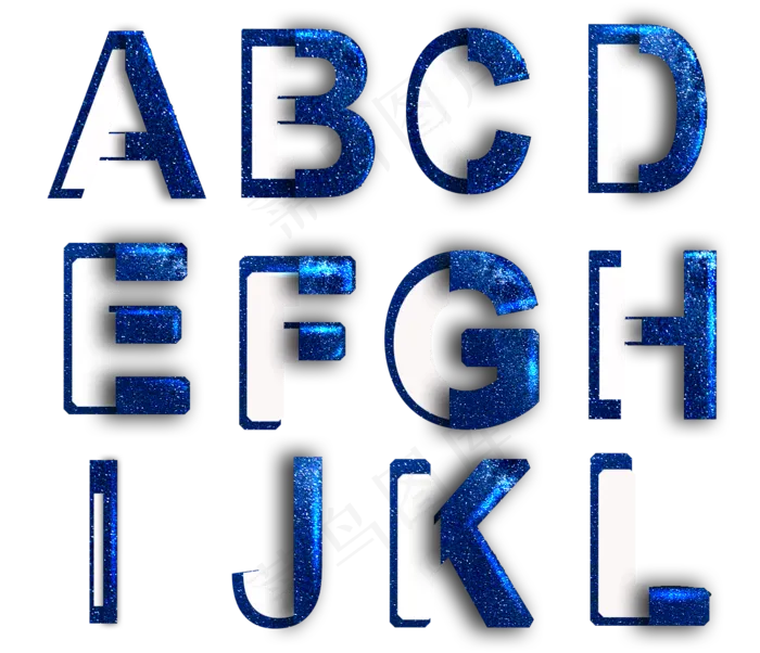字母蓝色星辰艺术字(1280X1100(DPI:72))psd模版下载