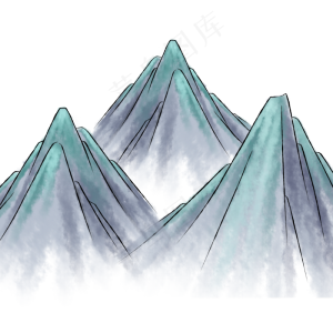 水墨画山峰免抠图,免抠元素