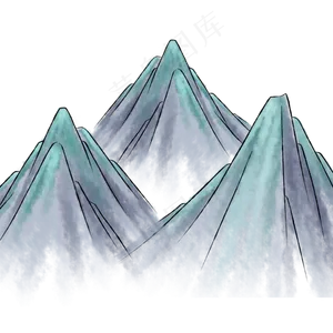 水墨画山峰免抠图,免抠元素