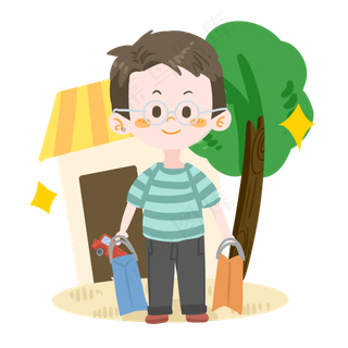 父亲节父亲买礼物给孩子PNG素材