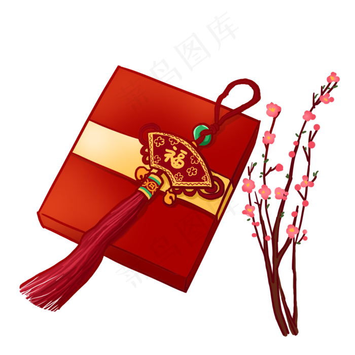 春节中国风礼盒和传统挂饰PNG免抠(2000*2000px 300 dpi )psd模版下载