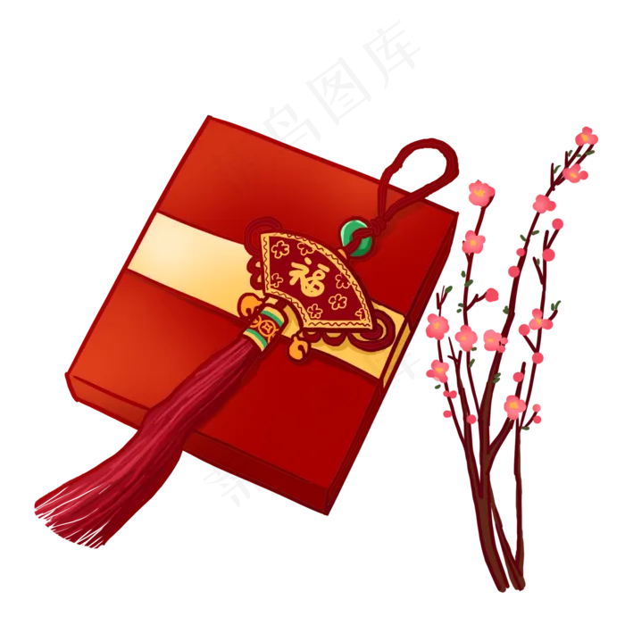 春节中国风礼盒和传统挂饰PNG免抠