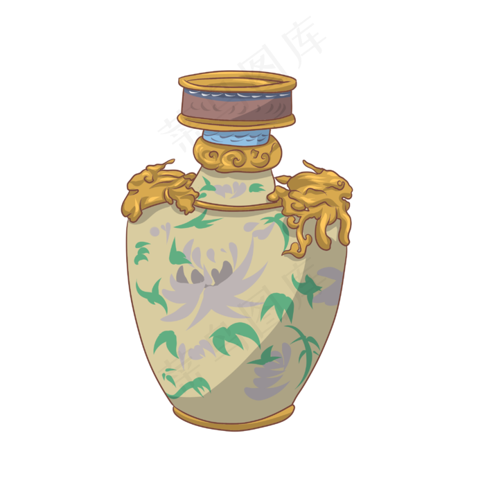 花开纹描花瓶插画