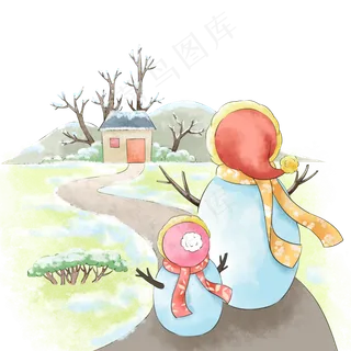 冬季卡通雪人漫画,免抠元素