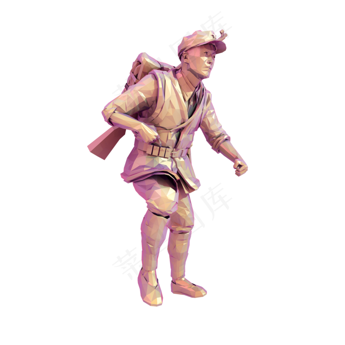 立体解放军战士png图(2000X2000(DPI:300))psd模版下载
