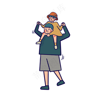 矢量免抠卡通可爱父亲节爸爸和女