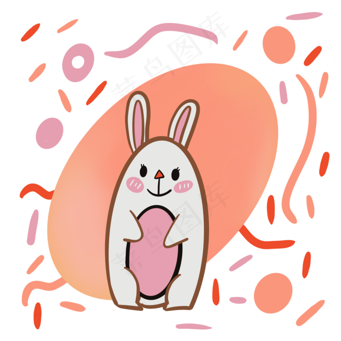 六一儿童节手绘可爱小兔子PNG(2000X2000(DPI:300))psd模版下载