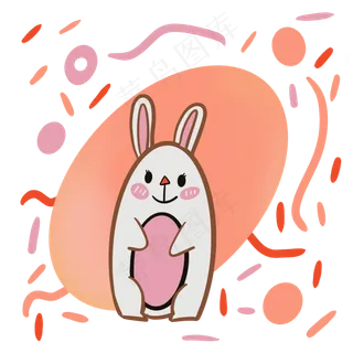 六一儿童节手绘可爱小兔子PNG