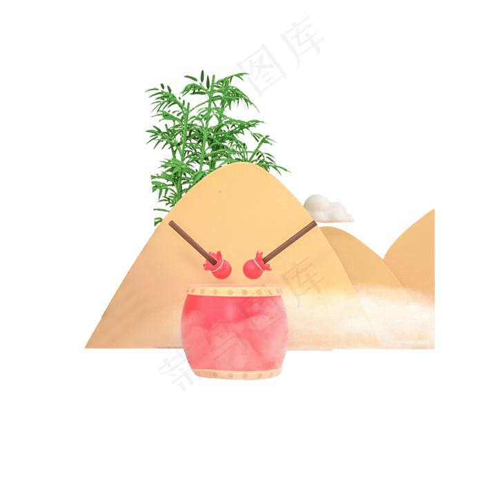 彩色几何创意端午节打鼓元素(2000X2000(DPI:300))psd模版下载