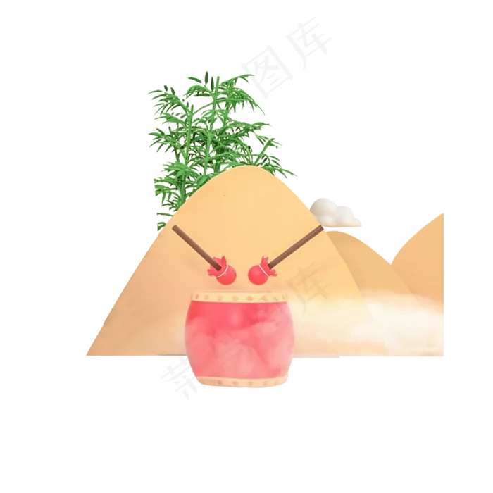 彩色几何创意端午节打鼓元素(2000X2000(DPI:300))psd模版下载