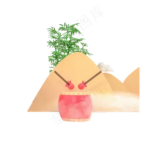 彩色几何创意端午节打鼓元素