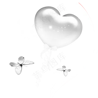 心形气球蝴蝶情人节png素材