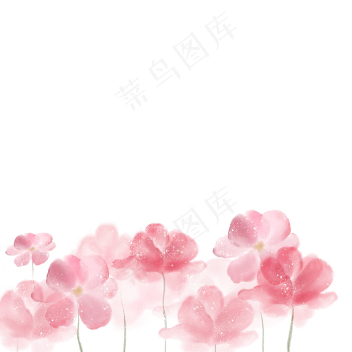 粉色水彩花枝(2000X2000(DPI:299))psd模版下载