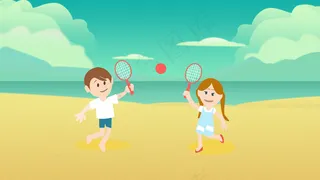 儿童节户外沙滩玩耍