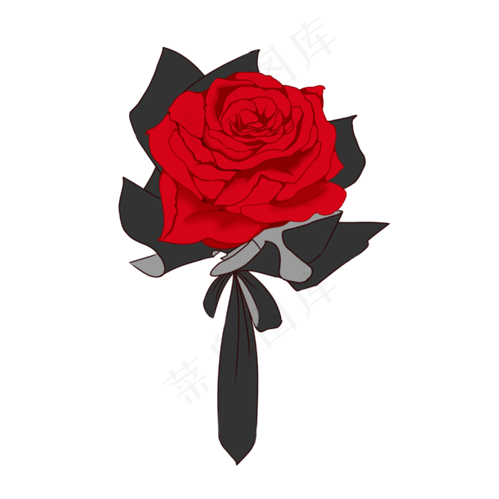 浪漫情人节玫瑰花手绘插画,免抠元素