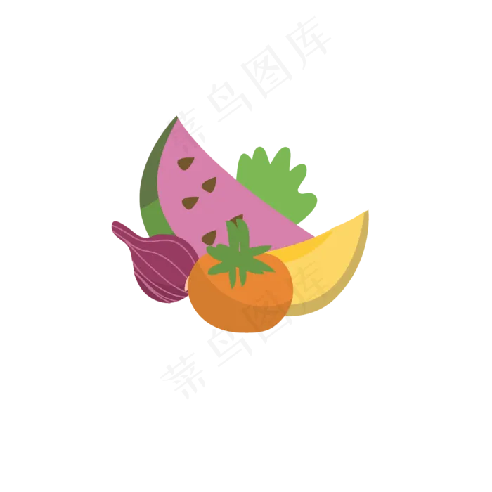 夏季卡通水果装饰元素(2500*2500px 300 dpi )ai矢量模版下载