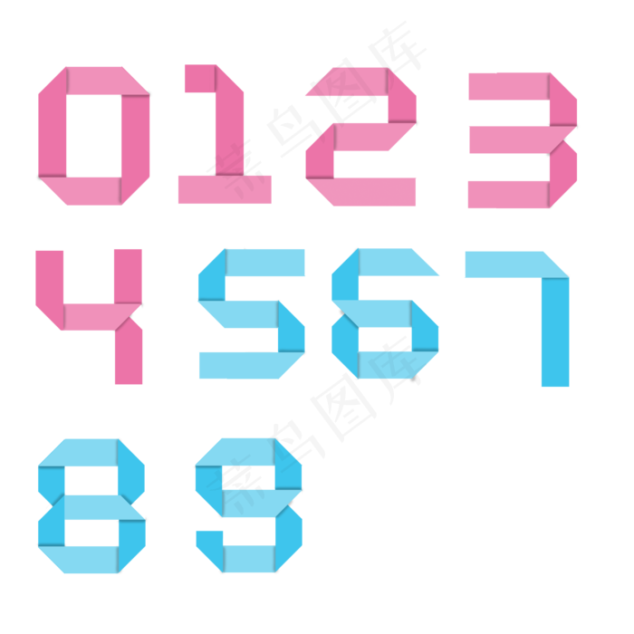 数字折纸效果数字(3000*3000px)