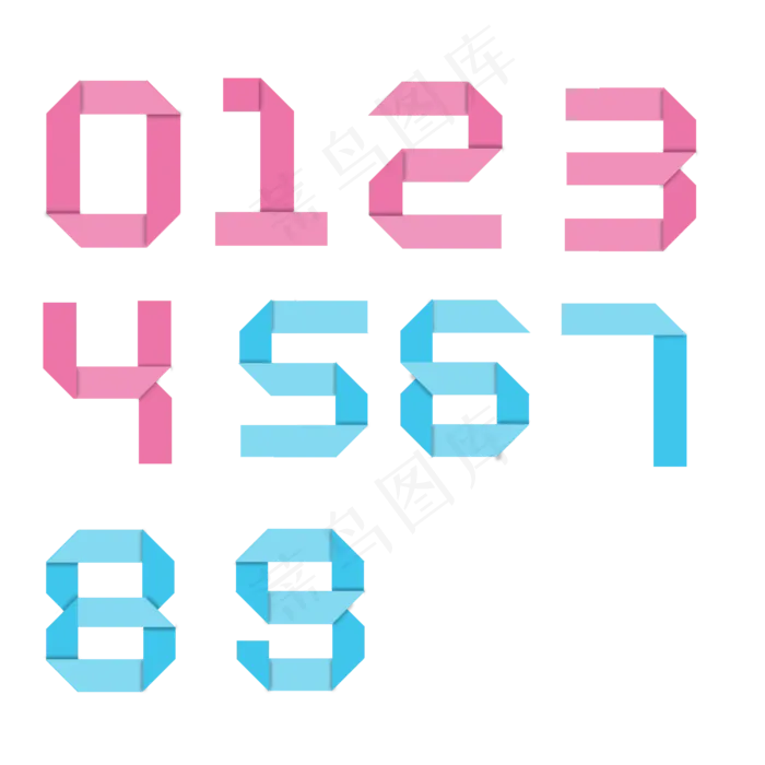 数字折纸效果数字(3000*3000px)