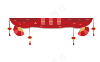 新年扇子挂饰版头,免抠元素