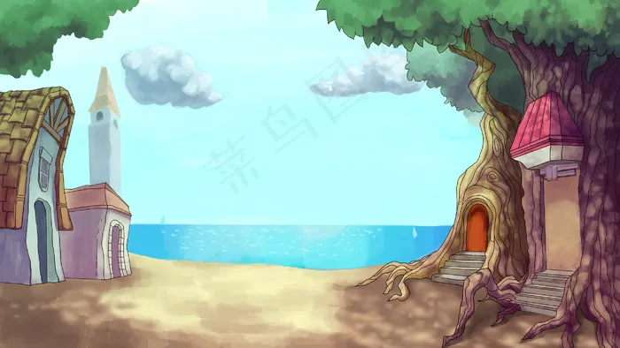 海边小镇夏日物语(2880*1620px 300 dpi )psd模版下载