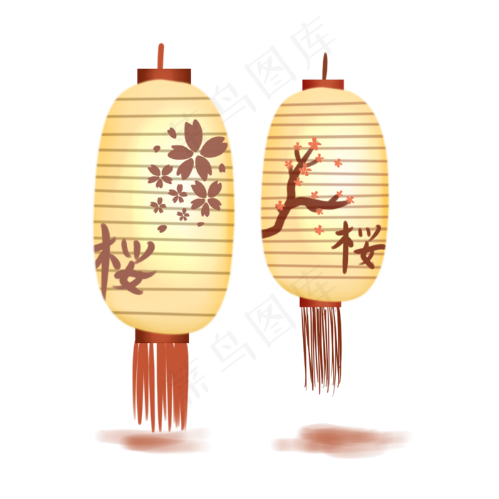 日式和风樱花灯笼,免抠元素