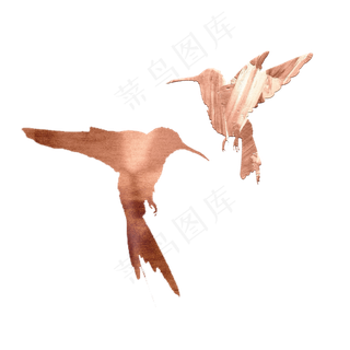 玫瑰金飞鸟鸟类装饰,免抠元素