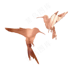 玫瑰金飞鸟鸟类装饰,免抠元素