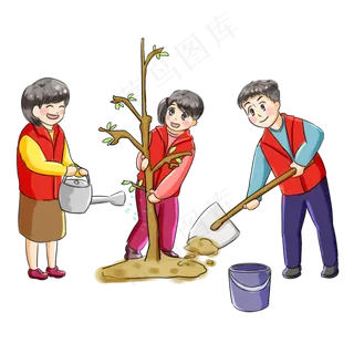 志愿者做公益系列卡通手绘Q版植�,免抠元素 志愿者做公益系列卡通手绘Q版植�,免抠元素