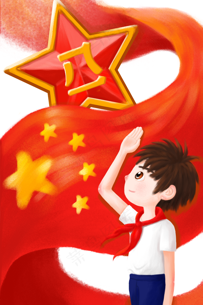八一建军节五星红旗下的孩子(3545*5315px 300 dpi )