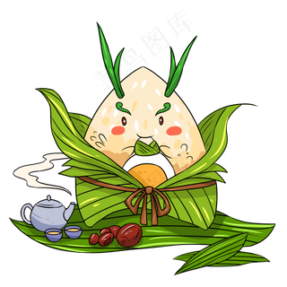 端午节绿色卡通元素粽子