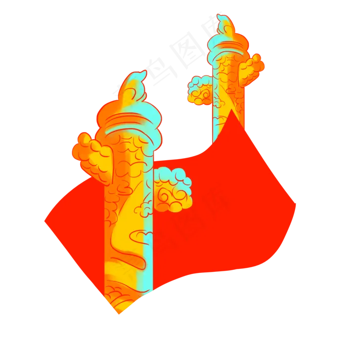 华表渐变红旗建军(2000X2000(DPI:300))psd模版下载