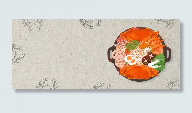 香辣螃蟹堡促销季文艺白色banner(1920*800px 	       )psd模版下载