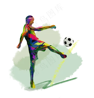 2018世界杯足球运动员激情绿茵水�,免抠元素