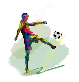 2018世界杯足球运动员激情绿茵水�,免抠元素