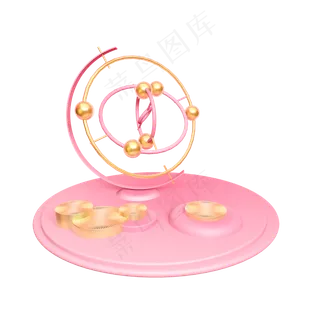 金粉色摆件舞台,免抠元素