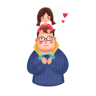 父亲节女儿坐在爸爸肩上