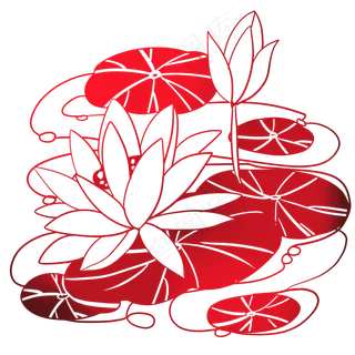 荷花莲花花卉剪纸