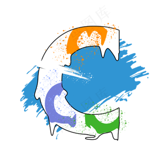 创意涂鸦白色psd字母C