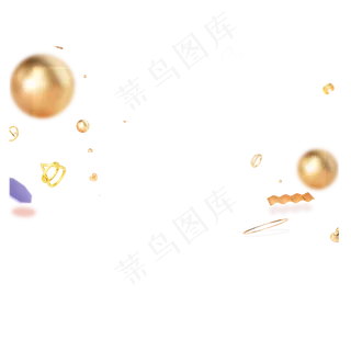 漂浮的圆形金色球体,免抠元素